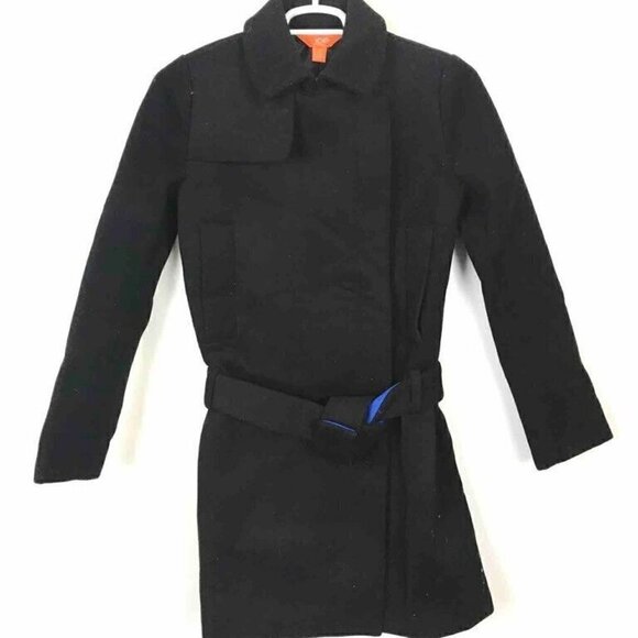 Joe Fresh Womens Trench Coat Black Wool Blend 6 - Picture 1 of 8